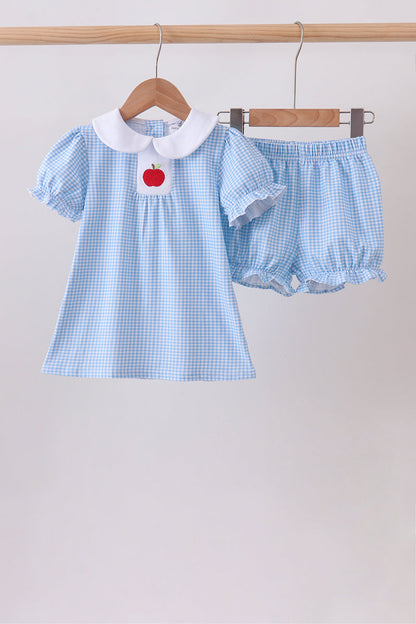 Blue Apple Smocked Bloomer Set | Boutique Children's Clothing
