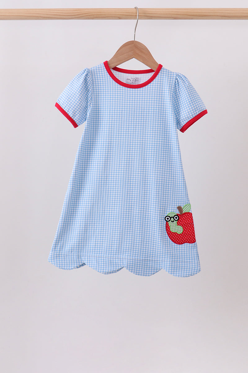 Blue Apple Scalloped Dress | Boutique Children's Clothing