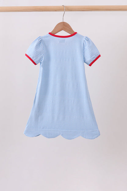 Blue Apple Scalloped Dress | Boutique Children's Clothing
