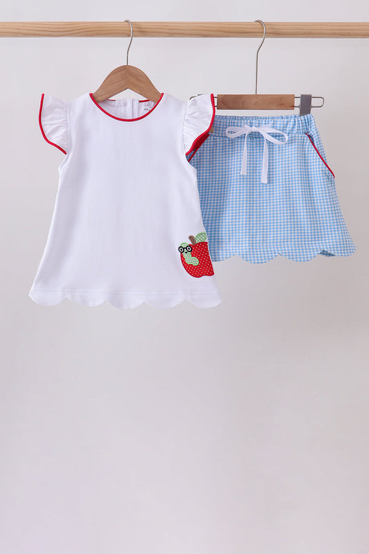 Blue Apple Applique Skorts Set | Boutique Children's Clothing