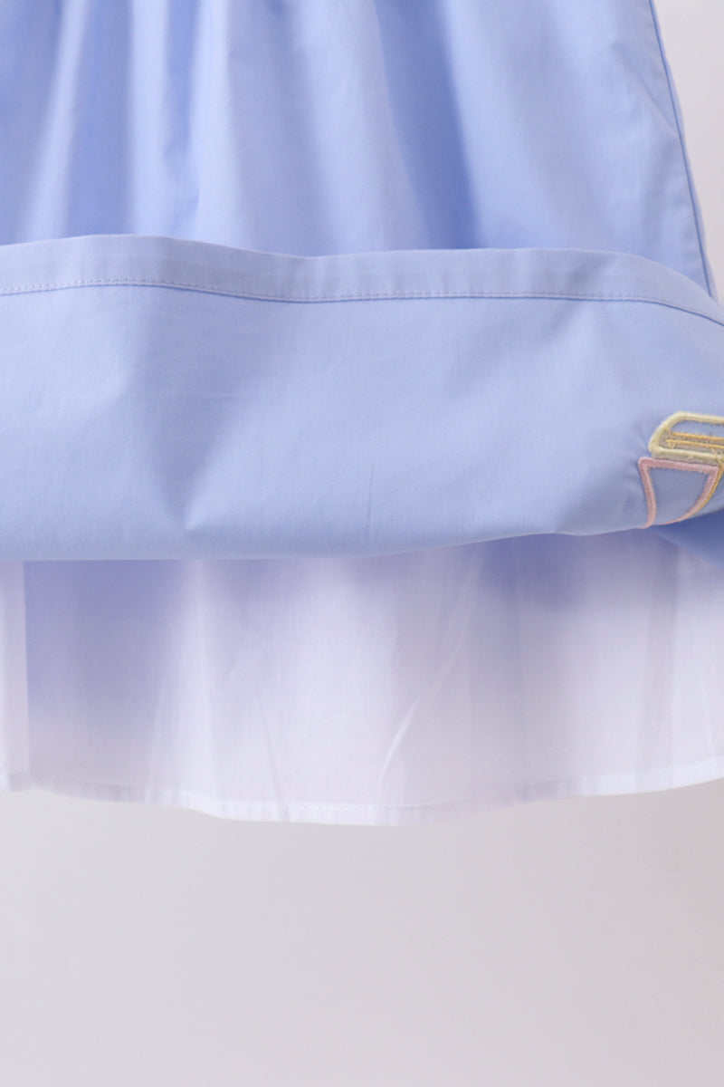 Blue Sailboat Embroidered Dress | Boutique Children's Clothing