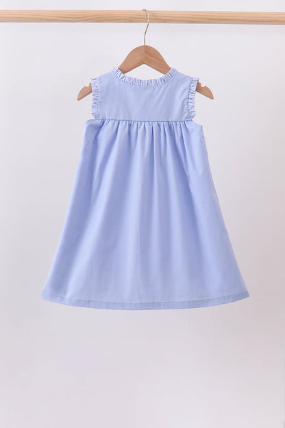 Blue Sailboat Embroidered Dress | Boutique Children's Clothing