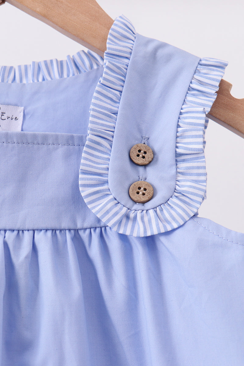 Blue Sailboat Embroidered Dress | Boutique Children's Clothing