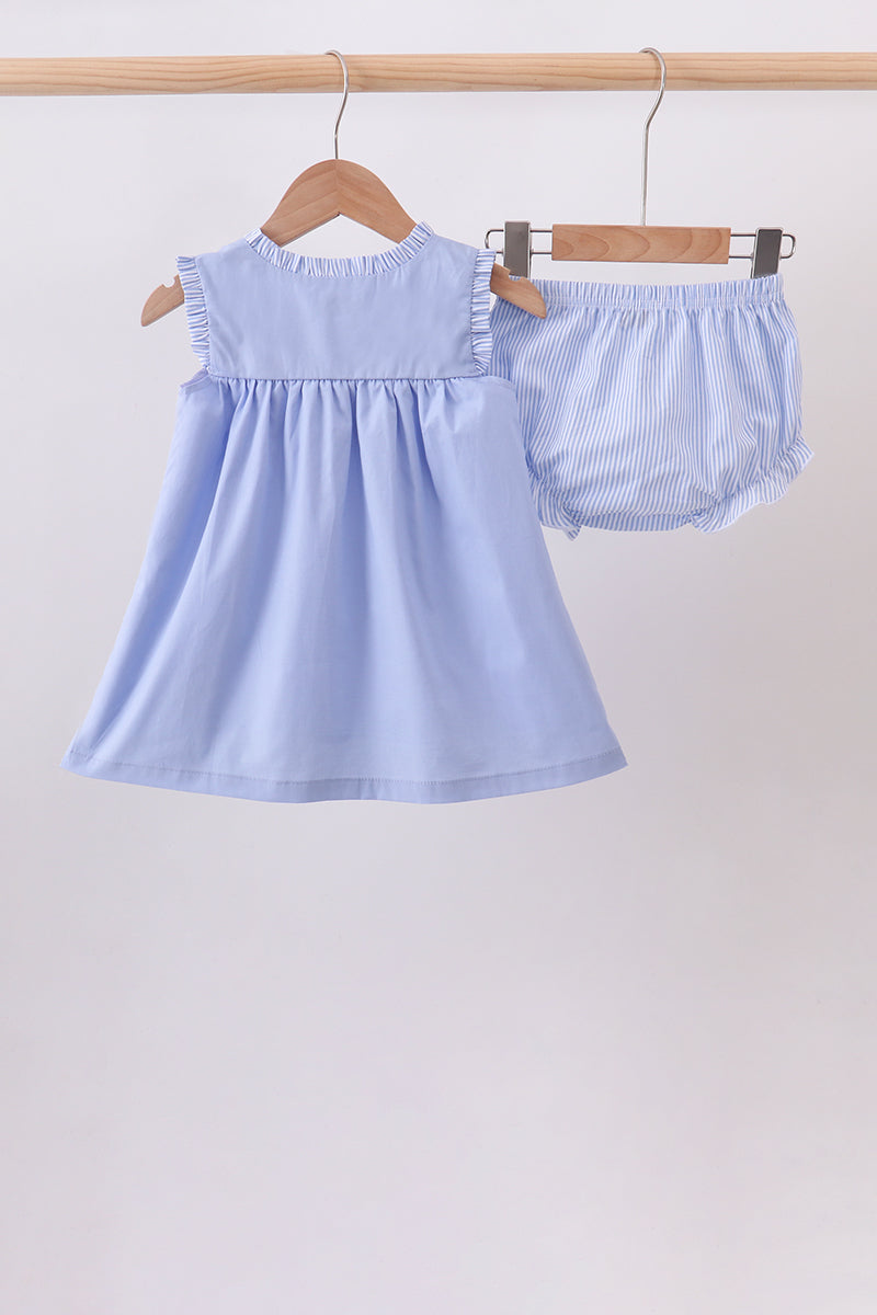 Blue Sailboat Embroidered Bloomer Set | Boutique Children's Clothing