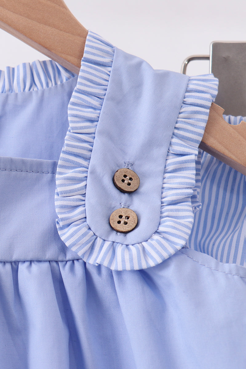 Blue Sailboat Embroidered Bloomer Set | Boutique Children's Clothing