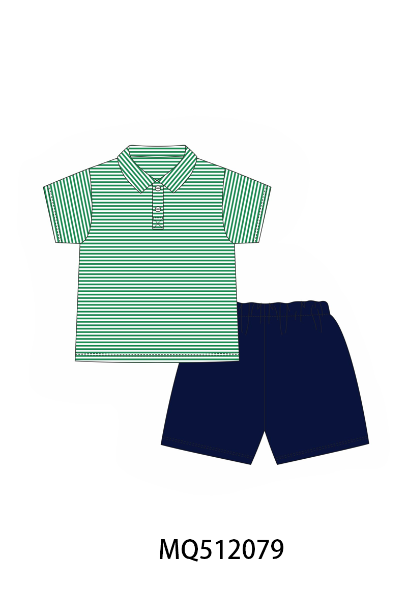 Green Stripe Polo Set | Boutique Children's Clothing
