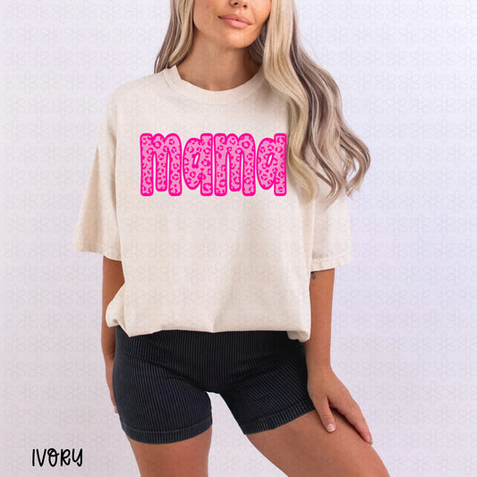Mama Pink Leopard Completed Tee