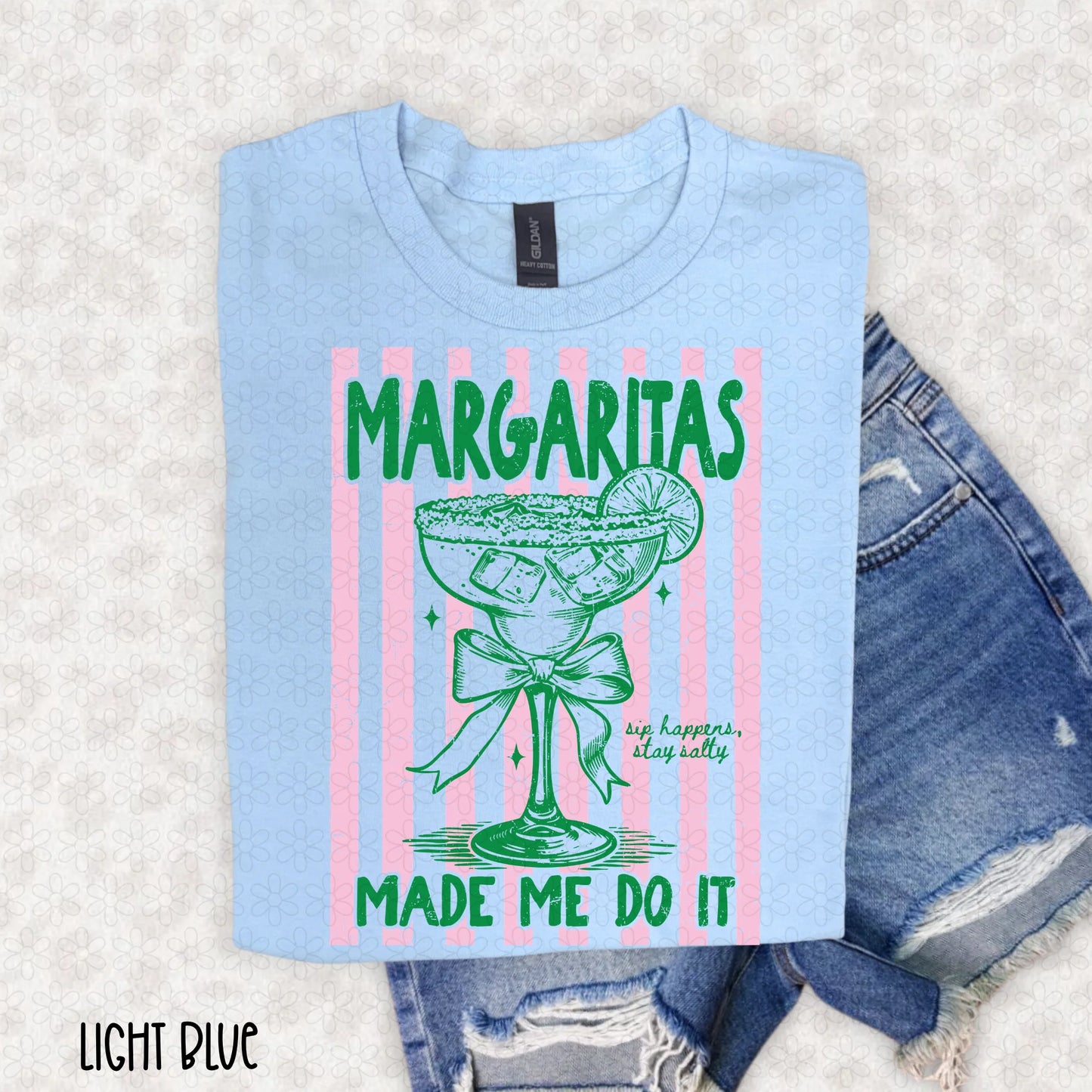 Margaritas Made Me Do It -Pink and Green Completed Tee