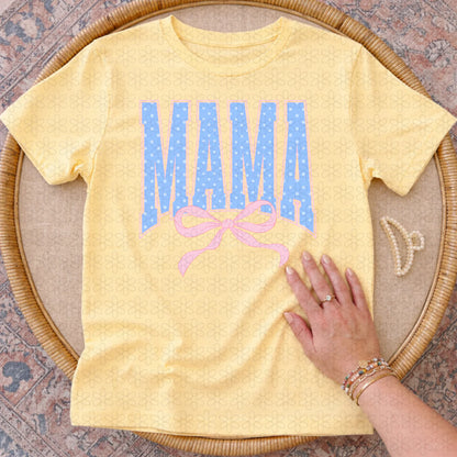 Pink & Blue Polka Dot Mama Completed Tee