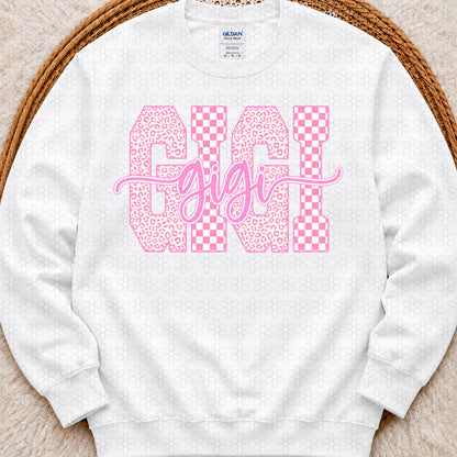 Pink Checkered Gigi Completed Tee