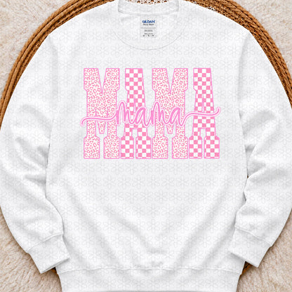 Pink Checkered Mama Completed Tee
