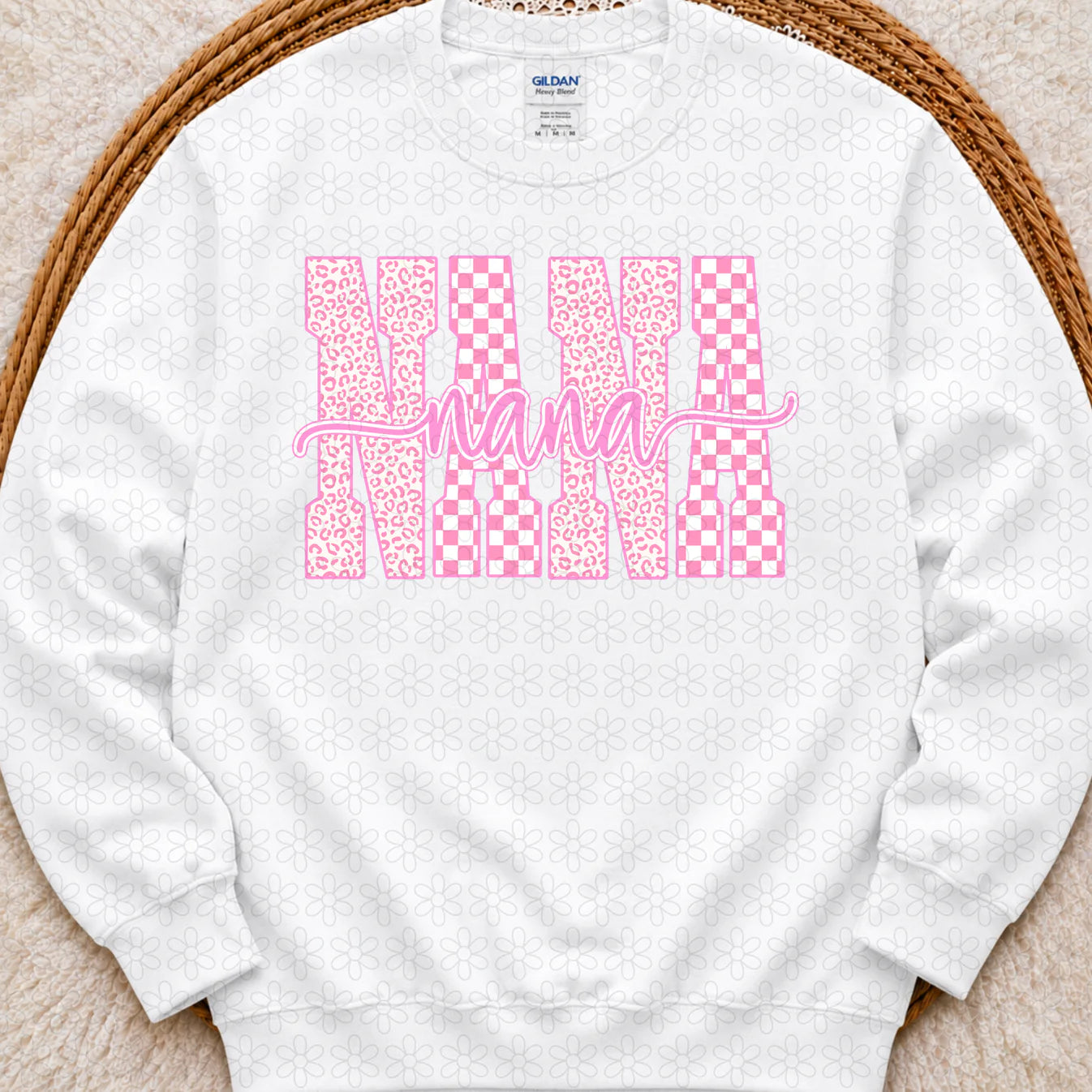 Pink Checkered Nana Completed Tee