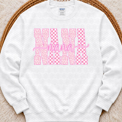 Pink Checkered Nana Completed Tee