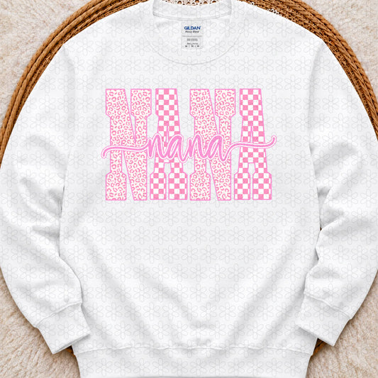 Pink Checkered Nana Completed Tee