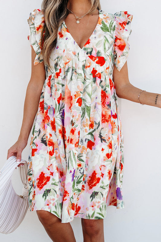 Pink Floral Ruffle Mini Dress February. | Boutique Children's Clothing