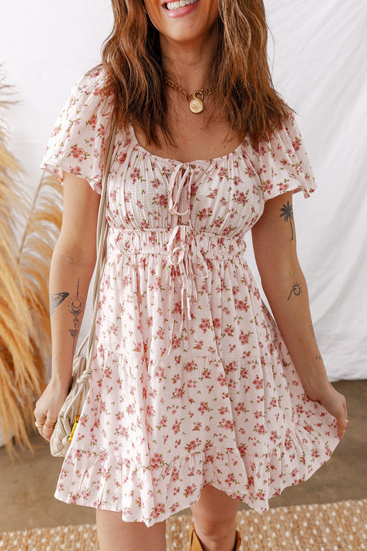 Pink Front Tie Floral Dress February. | Boutique Children's Clothing