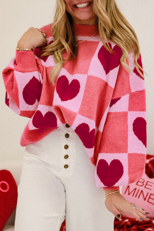 Pink Plus Heart Checkered Sweater RTS | Boutique Children's Clothing