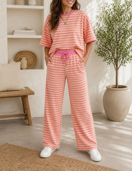 Pink Stripe Elastic Set | Boutique Children's Clothing
