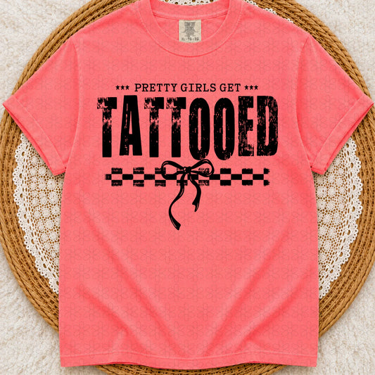 Pretty Girls Get Tattooed Black Completed Tee