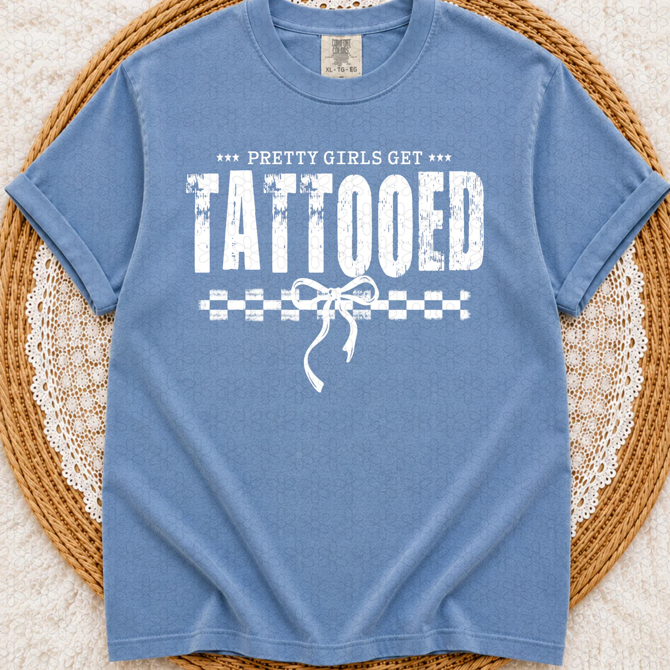 Pretty Girls Get Tattooed White Completed Tee
