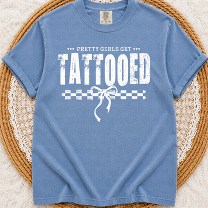 Pretty Girls Get Tattooed White Completed Tee