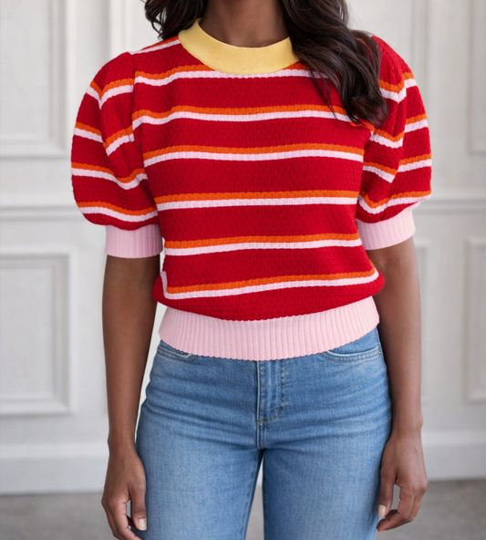 Red Stripe Colorblock Sweater LT | Boutique Children's Clothing