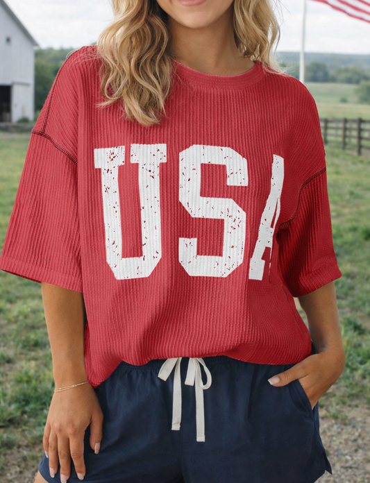 USA Ribbed Top RTS | Boutique Children's Clothing