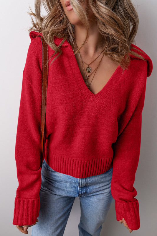 Red V Neck Ribbed Sweater RTS | Boutique Children's Clothing