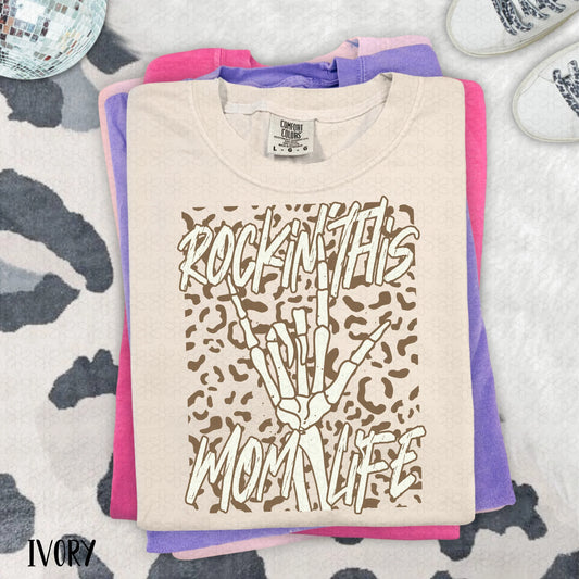 Rockin This Mom Life- White & Brown Completed Tee