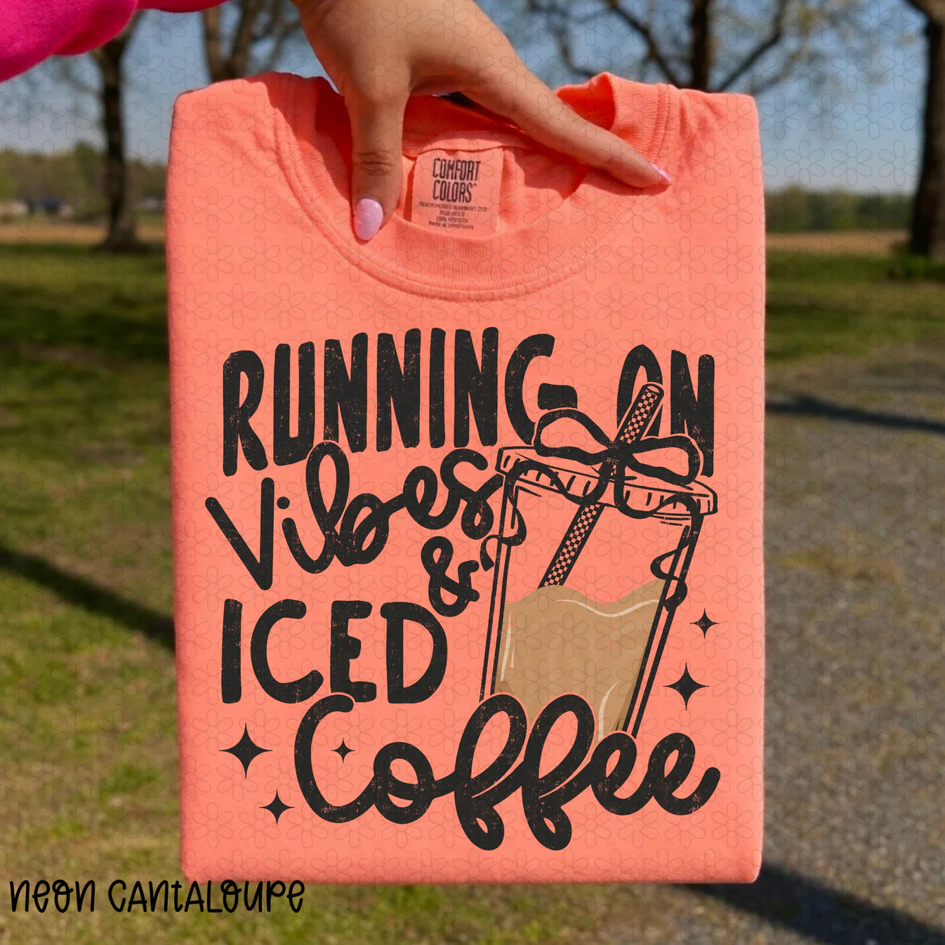 Running On Vibes And Iced Coffee Completed Tee