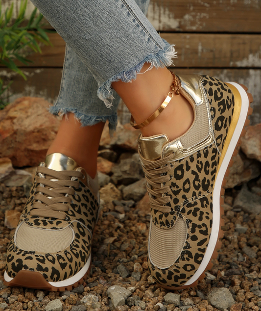 Leopard Patchwork Lace Up Sneakers RTS | Boutique Children's Clothing