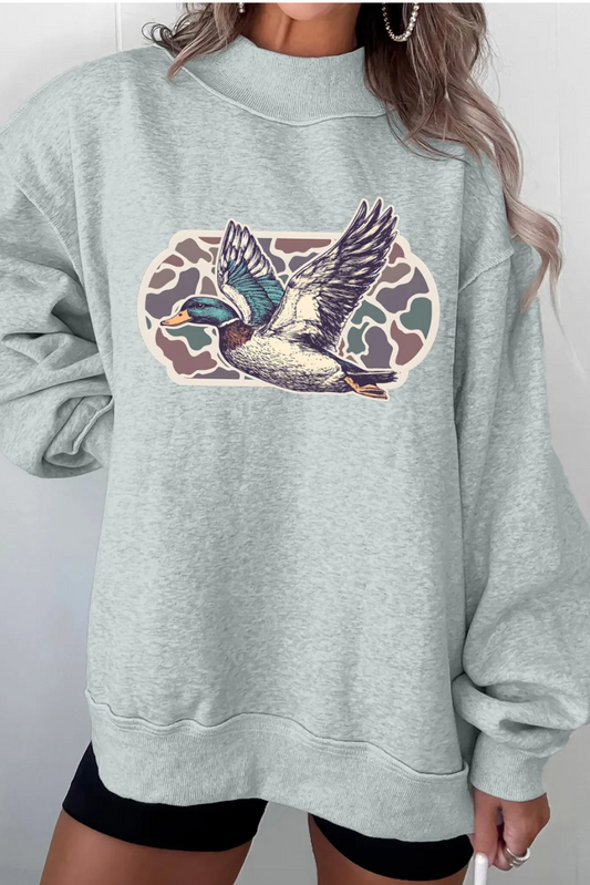 Gray Mallard Mock Neck Sweatshirt RTS | Boutique Children's Clothing
