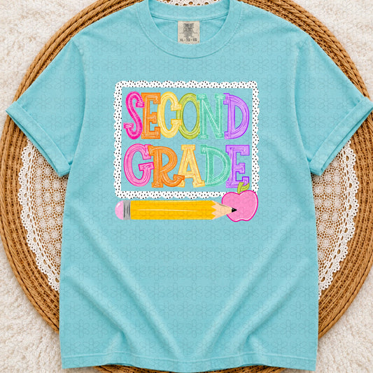 Second Grade Pencil Back to School Completed Tee