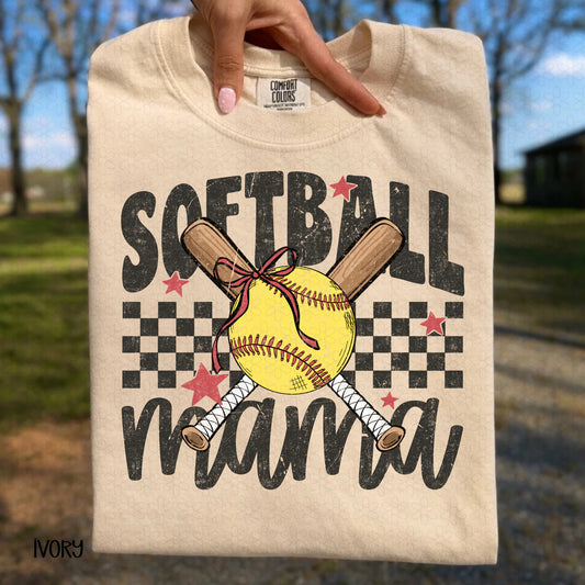 Softball Mama- Black Completed Tee