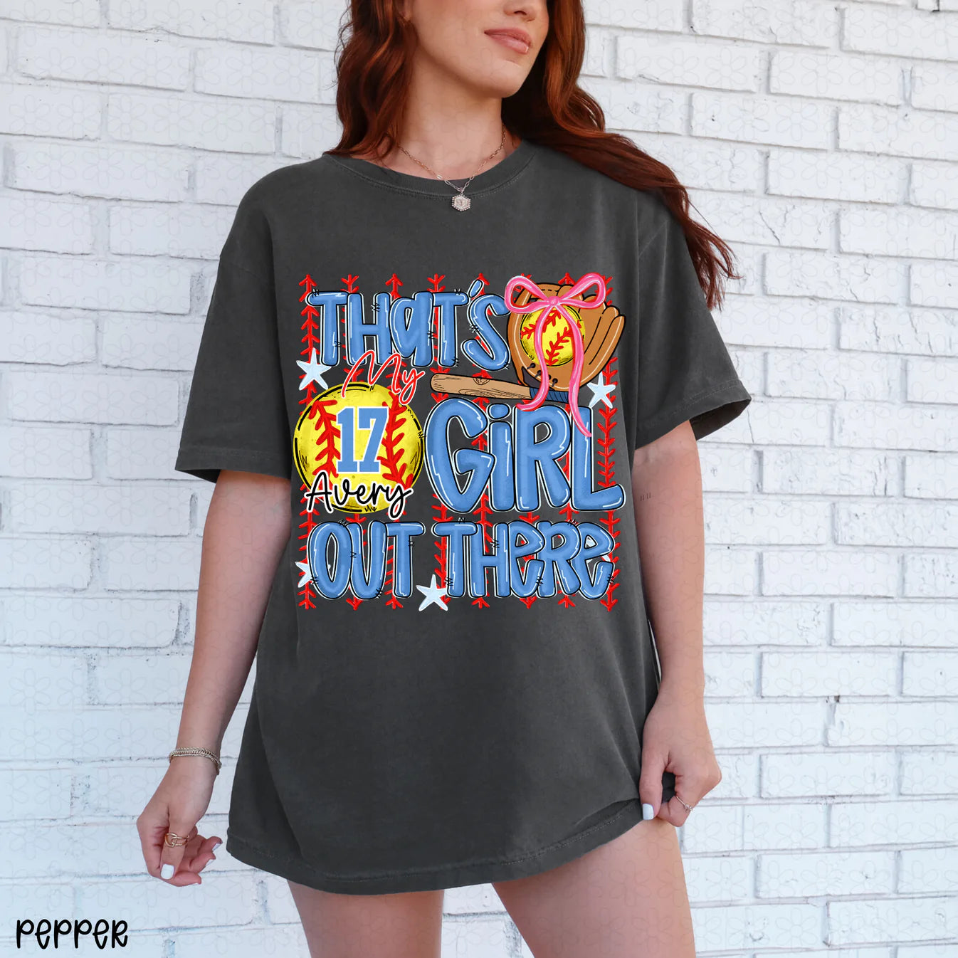 That's My Girl Out There Custom Name and Number Completed Tee