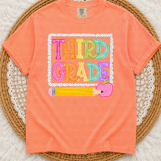 Third Grade Pencil Back to School Completed Tee